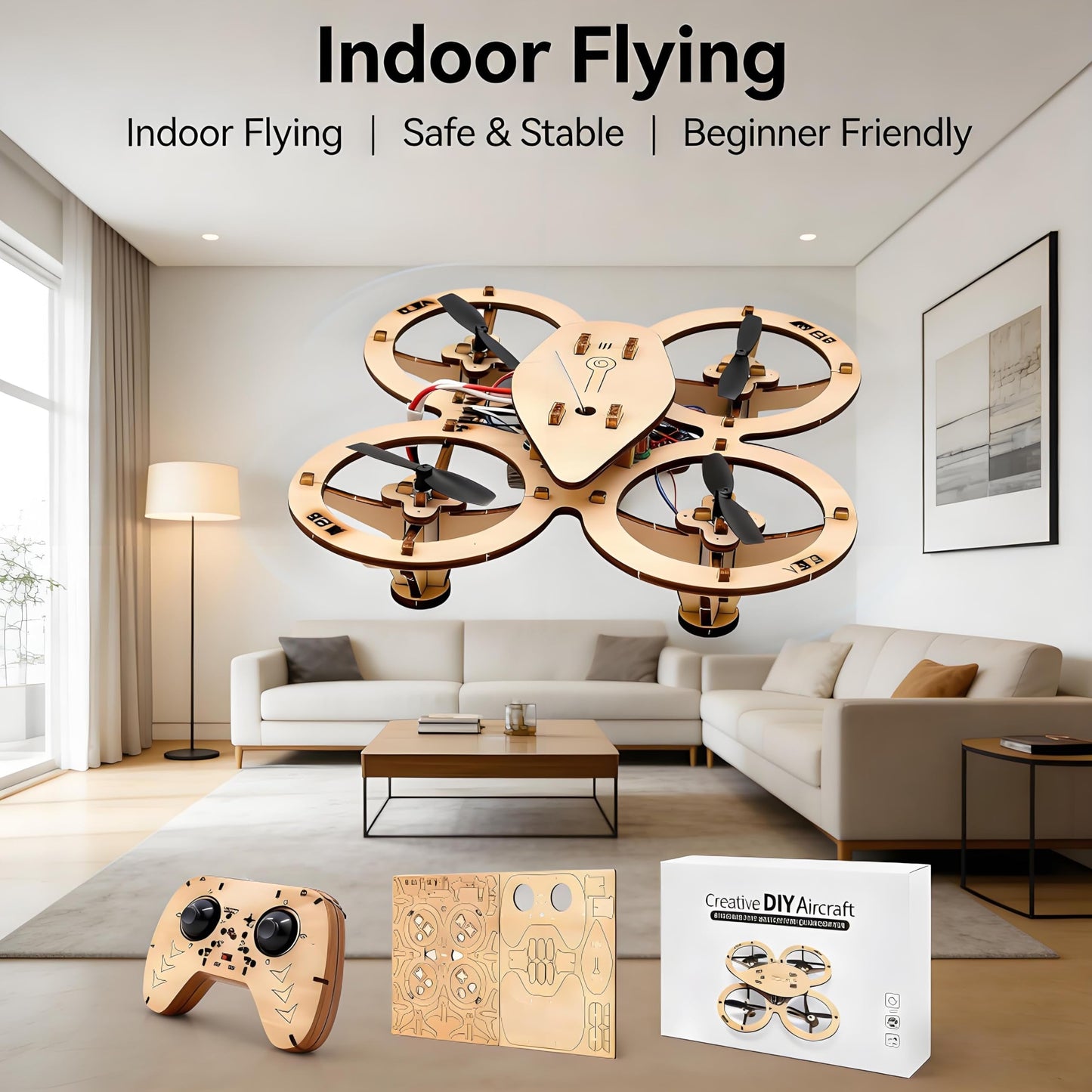 🏆 DIY Wooden RC Drone Kit – STEM Building Toy for Teens & Adults