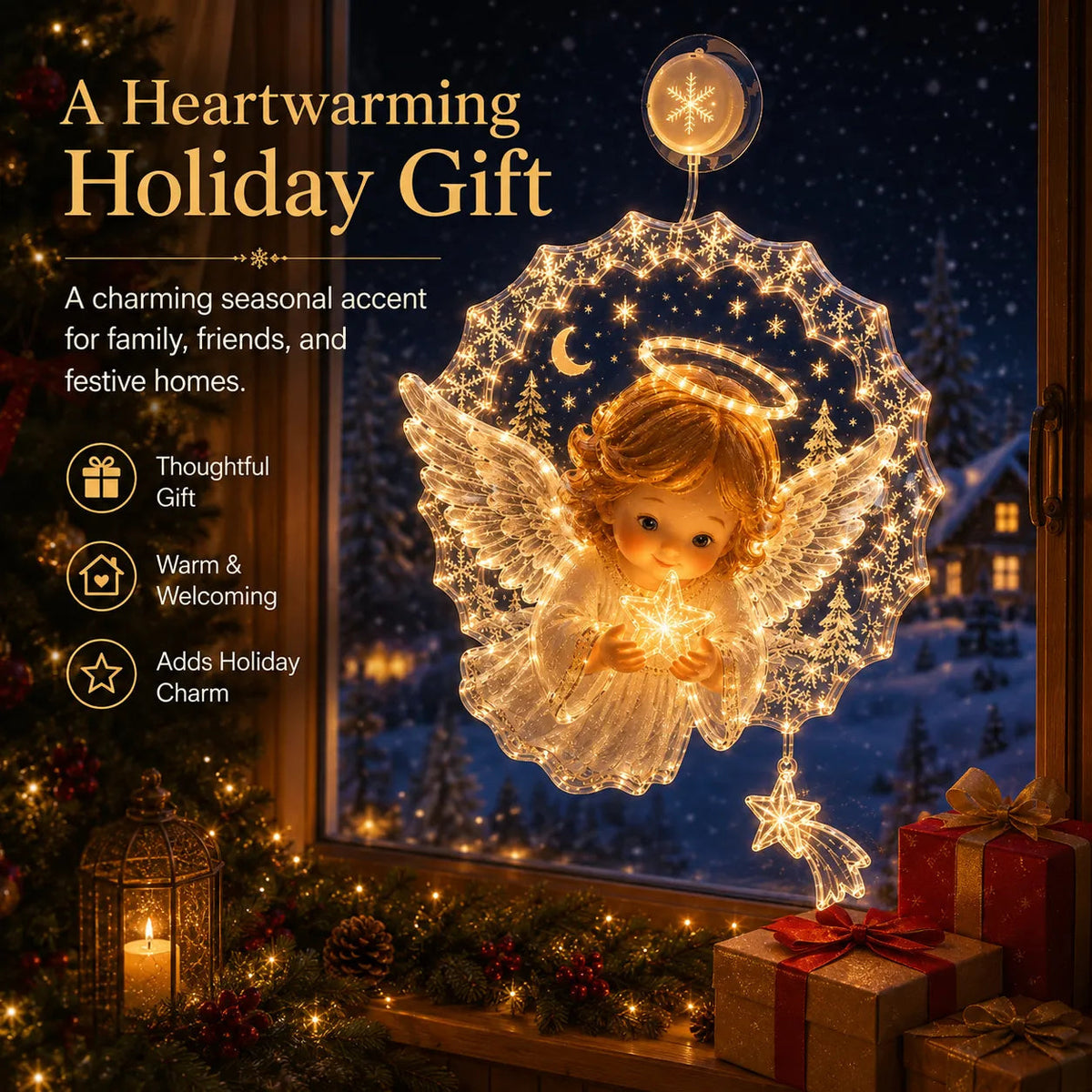 ✨Last Day 50% OFF🎄Lighted Christmas Window Decoration with Suction Cup– 8 Warm LED Festive Designs✨