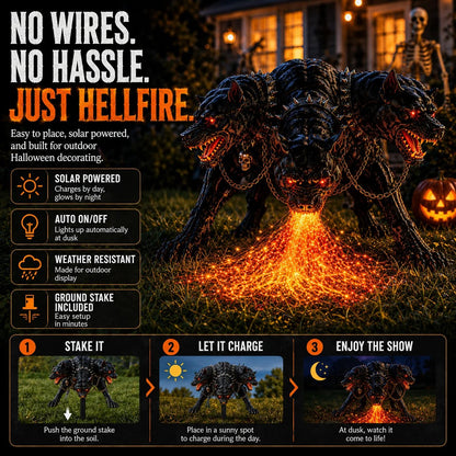 🔥 Limited-Time 49% OFF – 🎃 3-Headed Hellhound Halloween Light – Make Your Yard the One Everyone Remembers