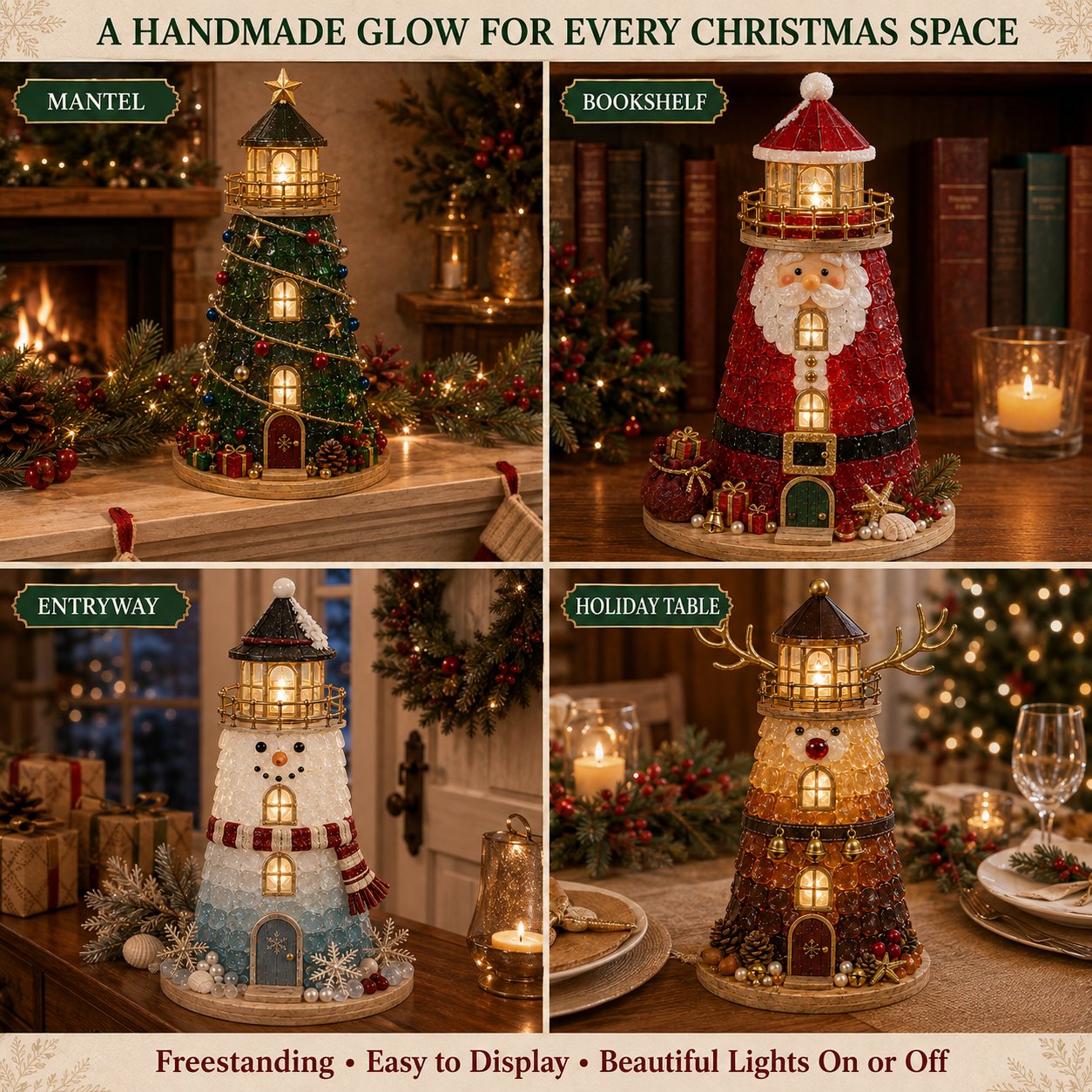✨Light‑Up Christmas Character Lighthouse | Complete DIY Craft Kit For Holiday Decor