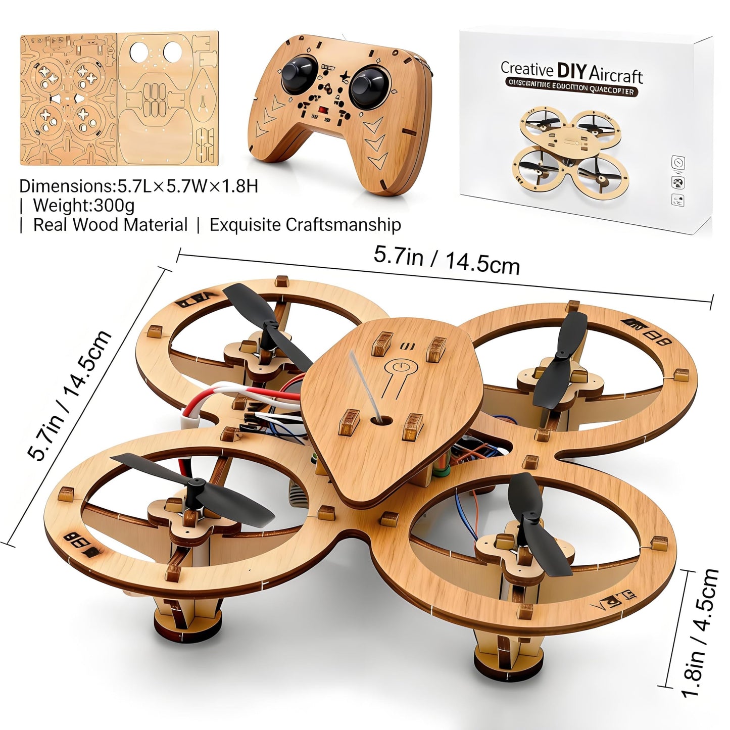🏆 DIY Wooden RC Drone Kit – STEM Building Toy for Teens & Adults