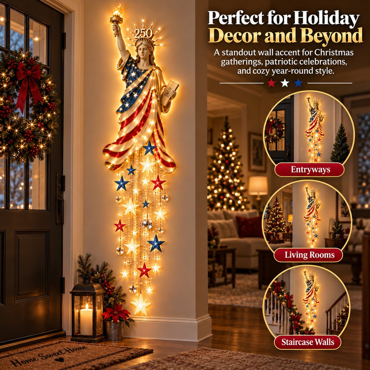 🗽 Liberty 250 Starfall Wall Glow – Patriotic Anniversary Lighted Keepsake