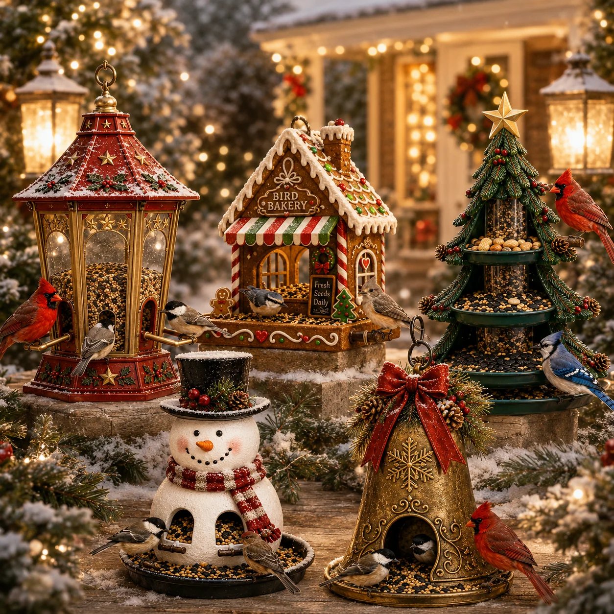 🐦Christmas Themed Bird Feeder Set | Decorative Hanging Backyard Feeders