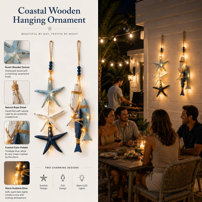 2026 Hot Sale🔥LED Lighted Nautical Wooden Starfish & Fish Hanging Wall Art