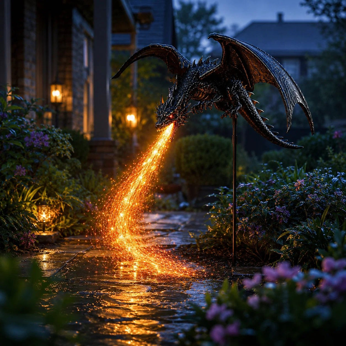 🔥 The price is limited! 🐲Solar Dragon Garden Light, Realistic Flickering Flame LED🔥