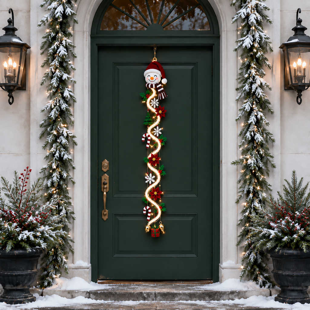 🎅Santa Claus Christmas Hanging Light | 🍭Spiral Candy Cane LED Doorway Decoration