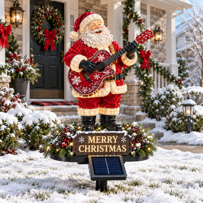 🎅🎸 Solar Guitar Santa Christmas Yard Light