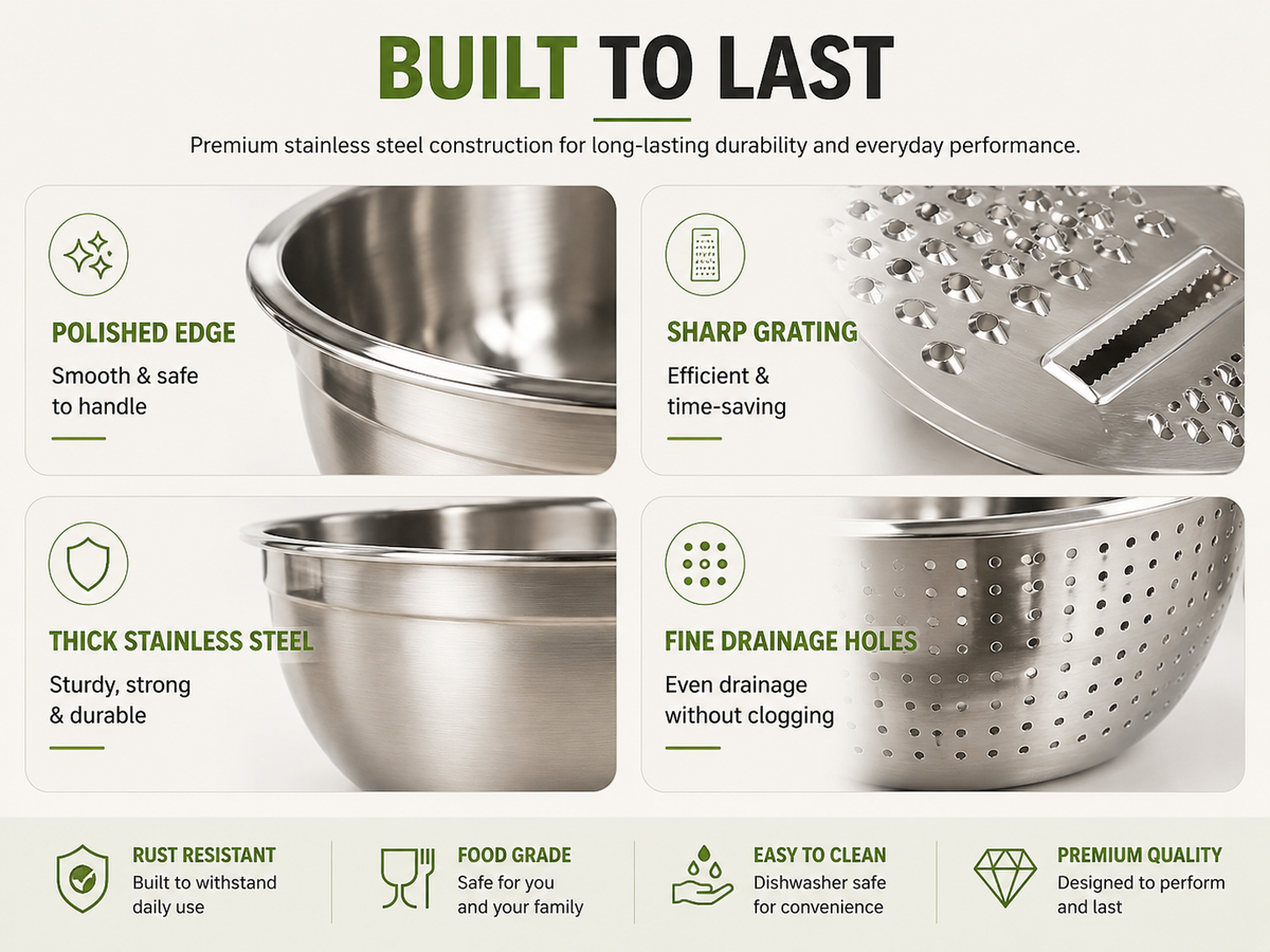 🎁Hot Sale! 3-in-1 Stainless Steel Grater Bowl with Colander | 50% Off