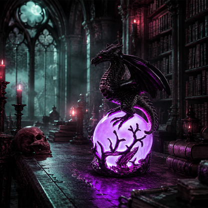 🔥Free Shipping🔮 Gothic Dragon LED Crystal Ball Lamp — Dark Aesthetic Decor