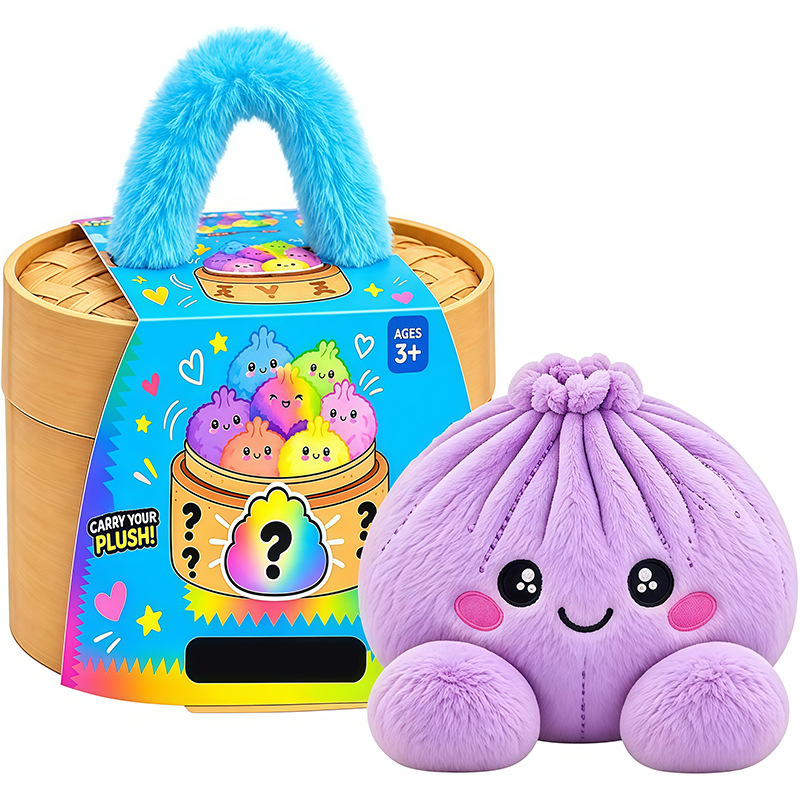 🤗💙 Squishy Dumpling Plush with Steamer Basket – Slow-Rise Cute Collectible🥟🎁