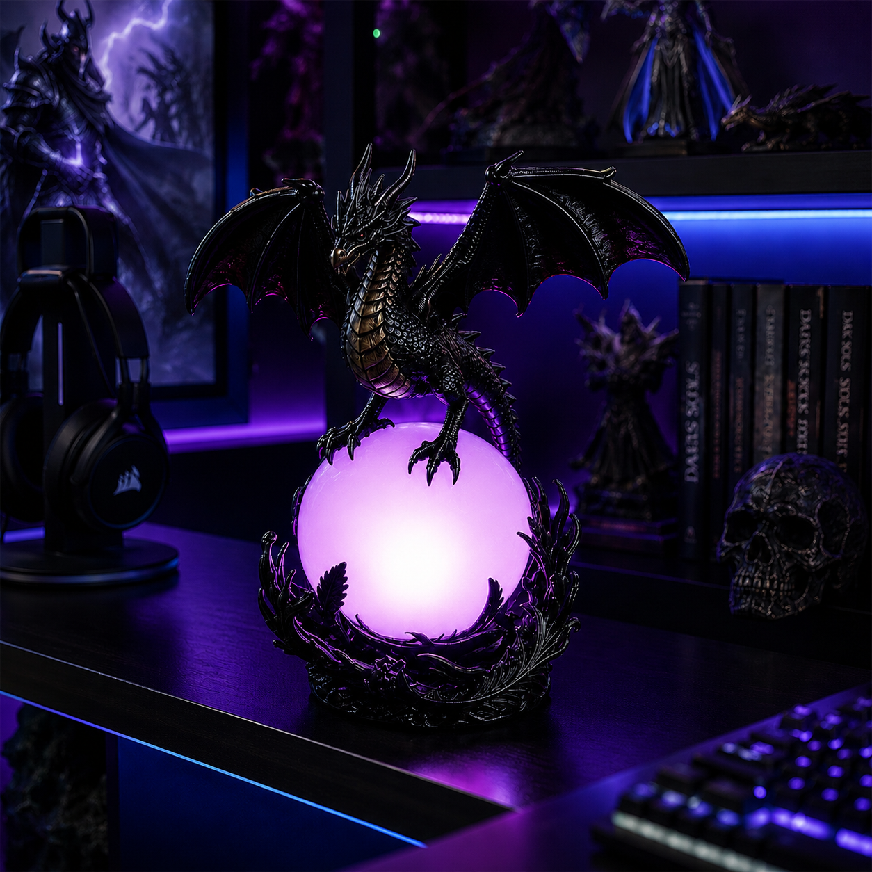 🔥Free Shipping🔮 Gothic Dragon LED Crystal Ball Lamp — Dark Aesthetic Decor