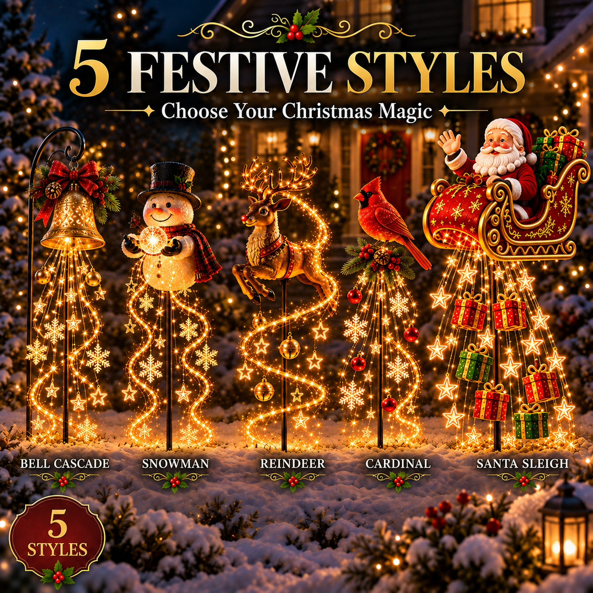🔔🎄 Festive From Every Angle ✨– Magical Christmas Cascade Solar Garden Light🎄🎁