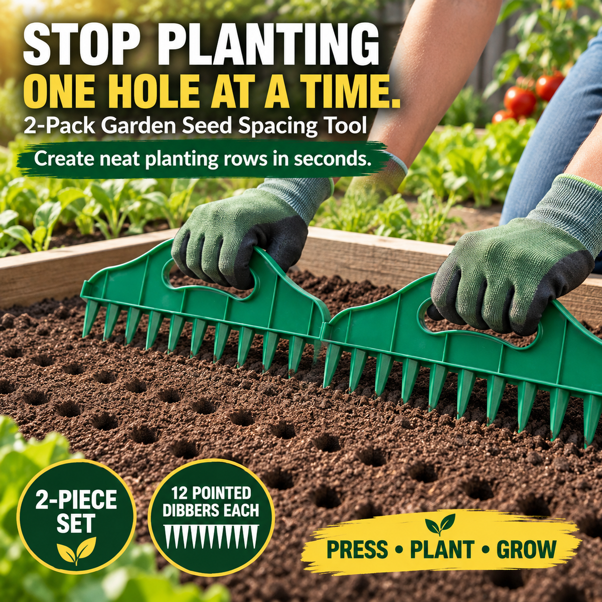 🌱 2-Pack Garden Furrow Maker & Seed Spacing Tool Set