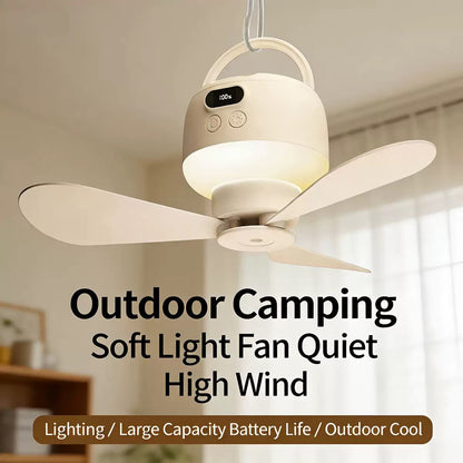 🌟2-in-1 Rechargeable Camping Lantern & Fan – Portable, Hangable & USB Rechargeable