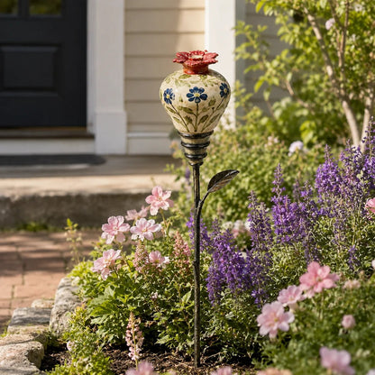 🐦🌸 Vintage Hummingbird Feeder Garden Stake – Decorative Outdoor Bird Feeder
