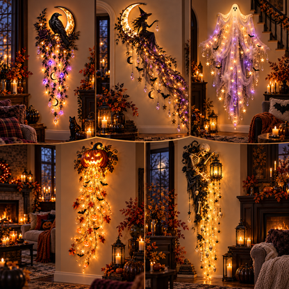 ✨Last Day 54% OFF✨Elegant Halloween Cascade Wall Light – 5 Gothic Illuminated Designs
