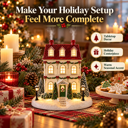 🏠 Christmas House Aroma Diffuser – Gentle Mist & Glowing Windows