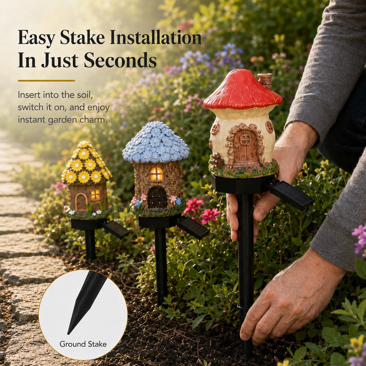🍄Make Your Garden Into A Wonderland✨Solar Fairy-Tale Mushroom Cottage Garden Light