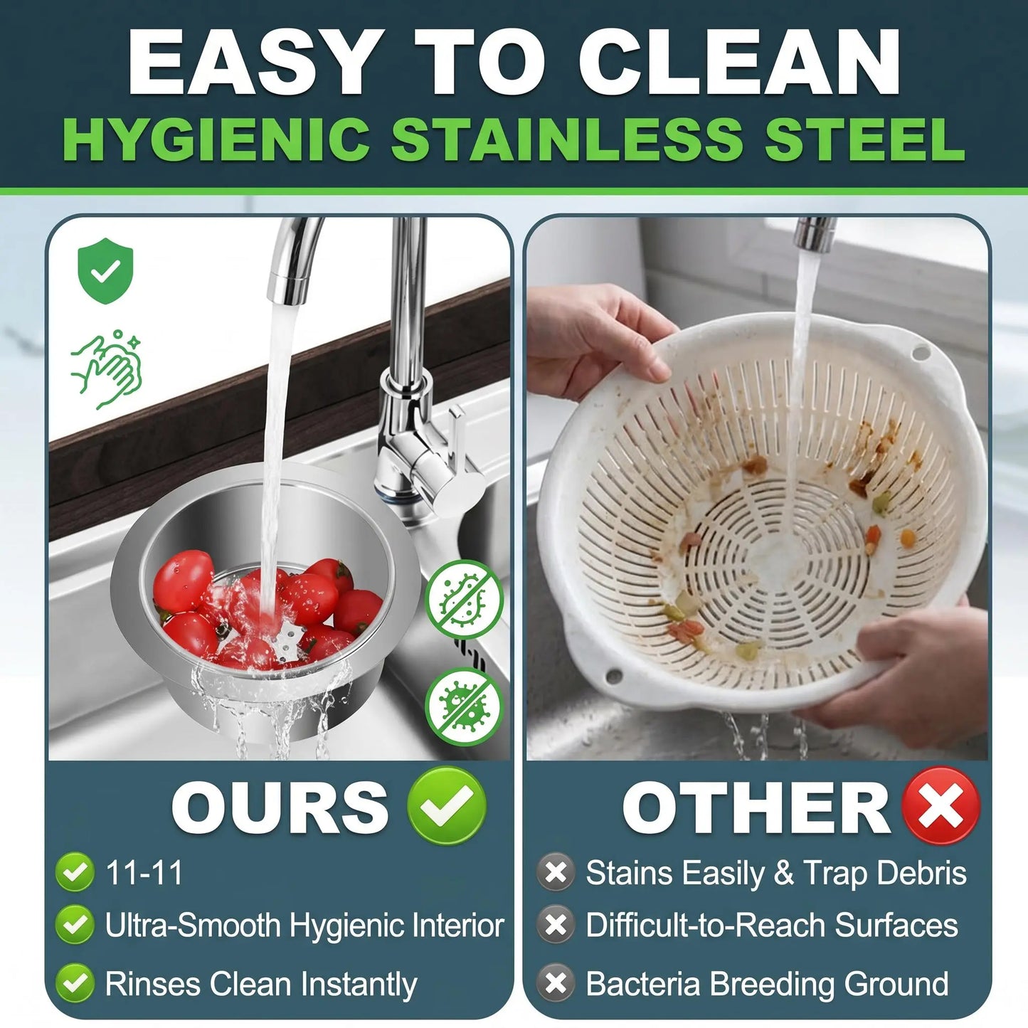 🔥Swan Kitchen Sink Drain Basket🦢Stainless Steel Food Waste Catcher