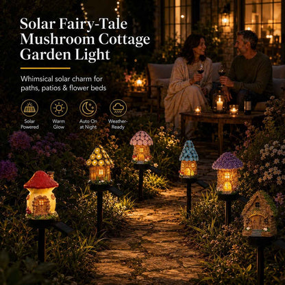 🍄Make Your Garden Into A Wonderland✨Solar Fairy-Tale Mushroom Cottage Garden Light