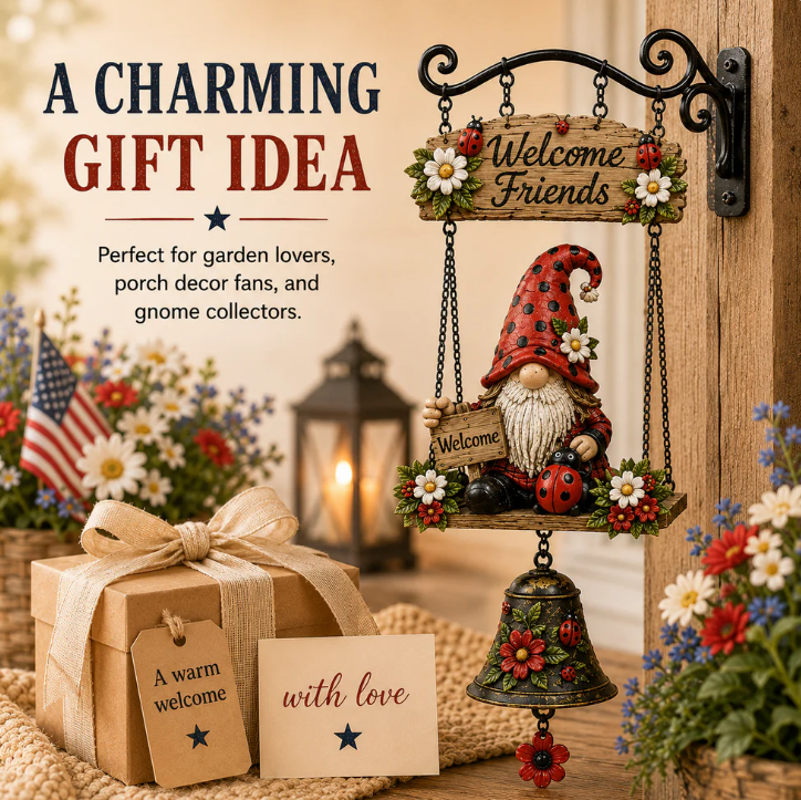 ⏰Limited Time 50% OFF🐞 Rustic Gnome Bell – Charming Garden Yard Decor