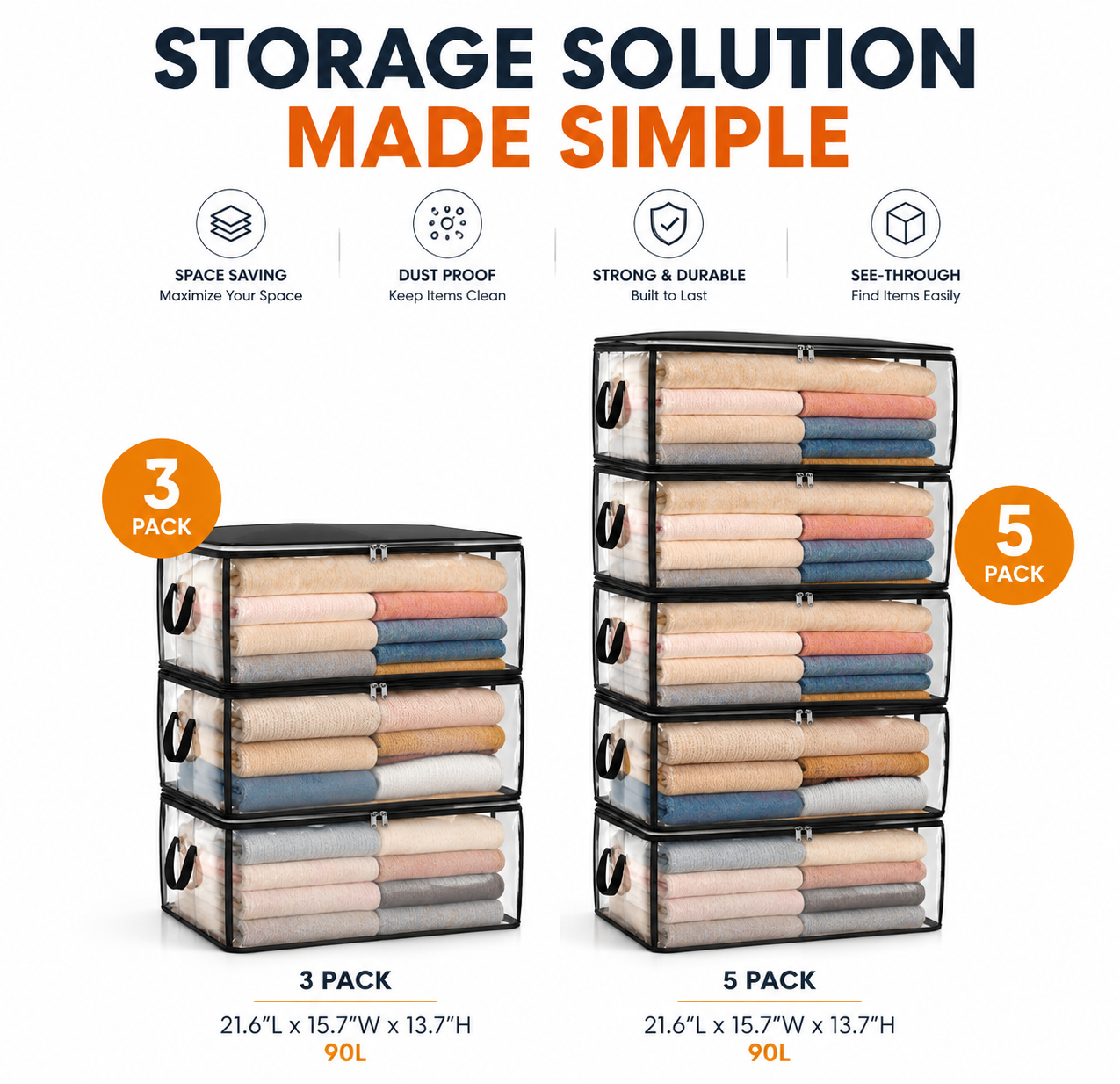 💥Final 24 Hours 50%OFF💥 See‑Through Stackable Storage Bags, Declutter Your Home In No Time 🏠