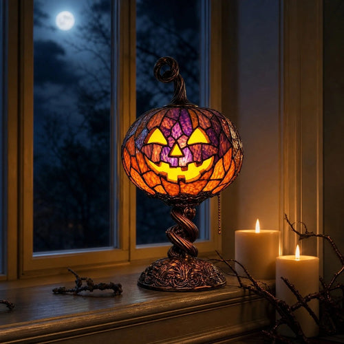Exquisite & Durable✨ Halloween Stained Glass Style Pumpkin Table Lamp🎃🔥