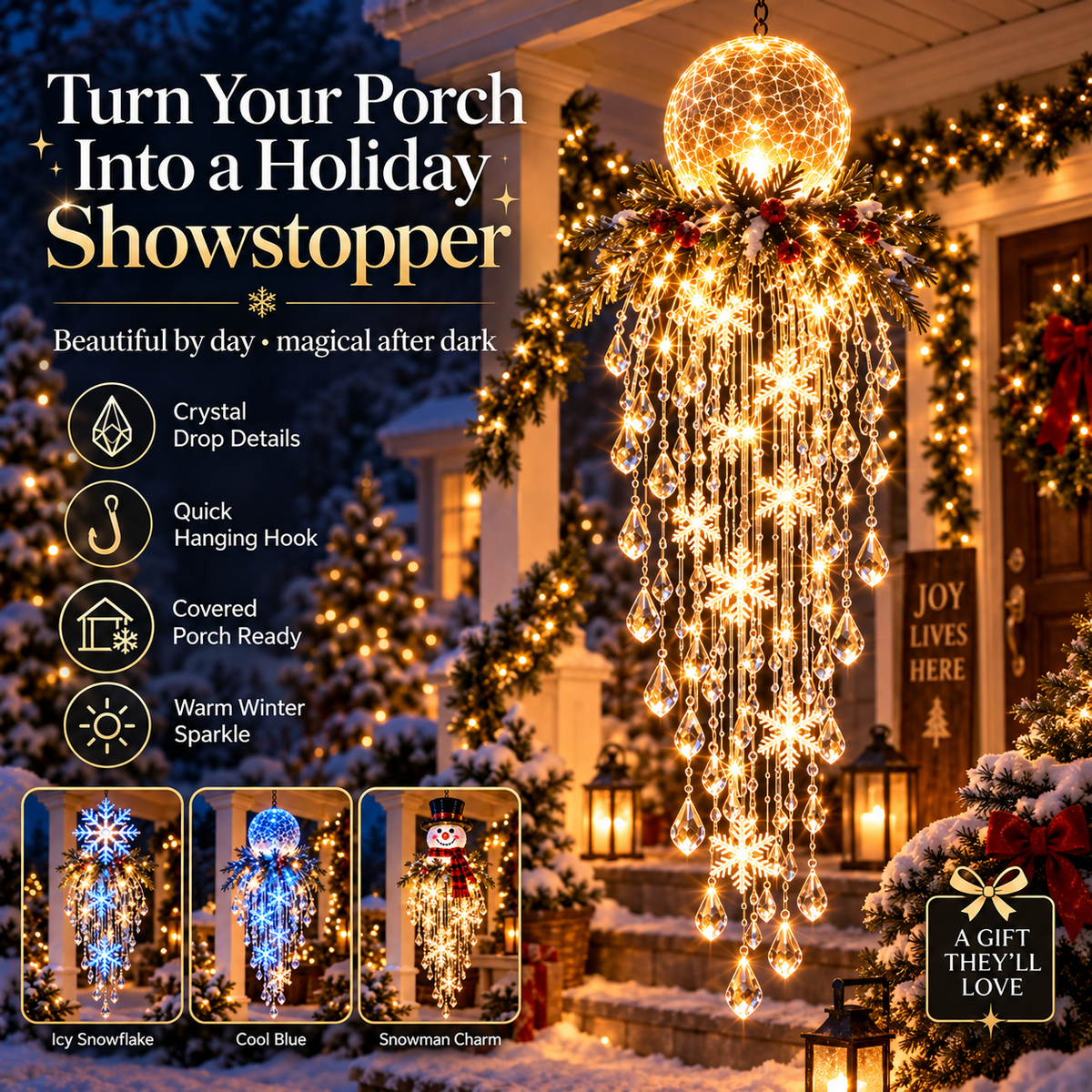 ✨❄️Crystal Cascade Christmas Light — LED Hanging Porch Decoration