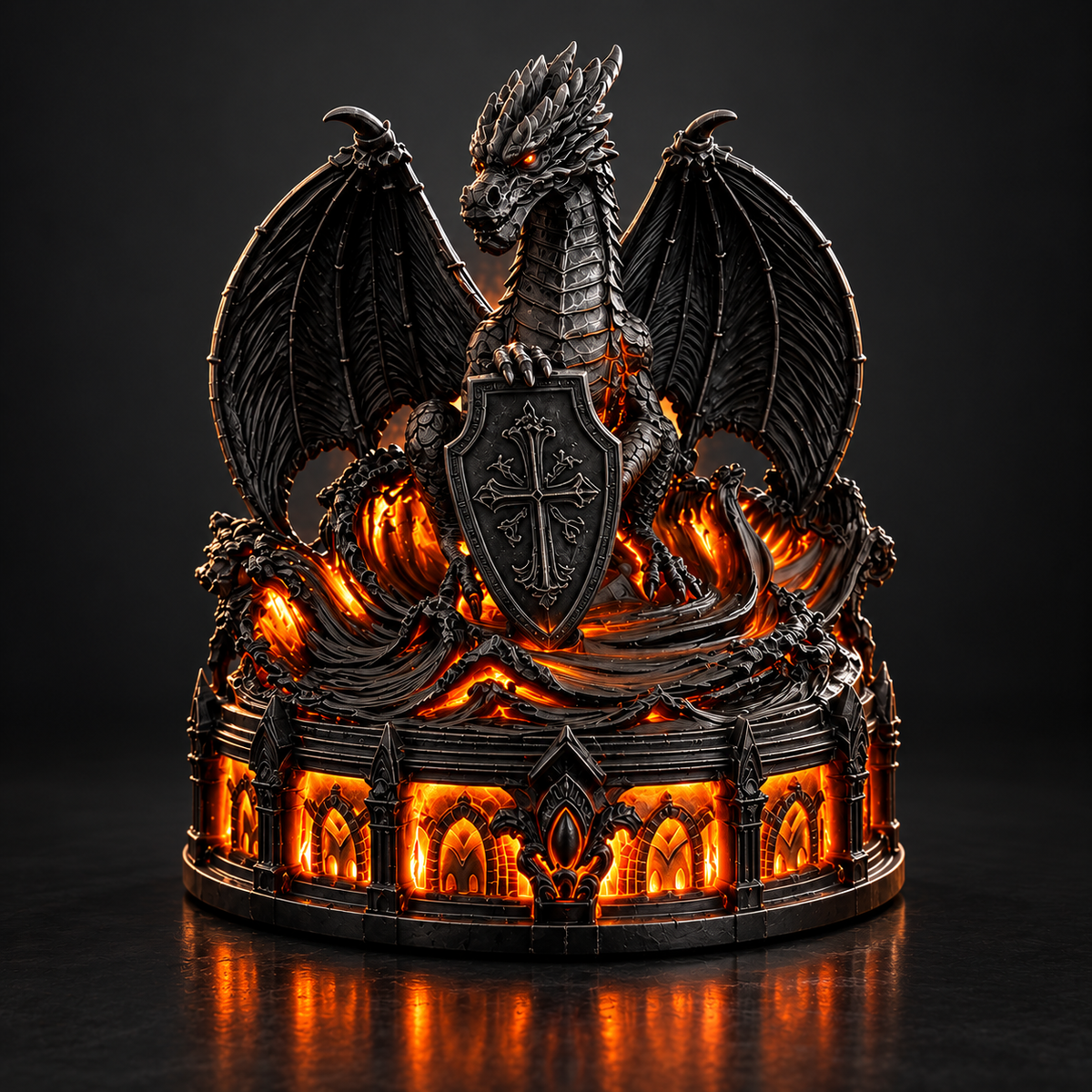 🐉 Gothic Dragon Guardian – Glowing Medieval Fantasy Decor