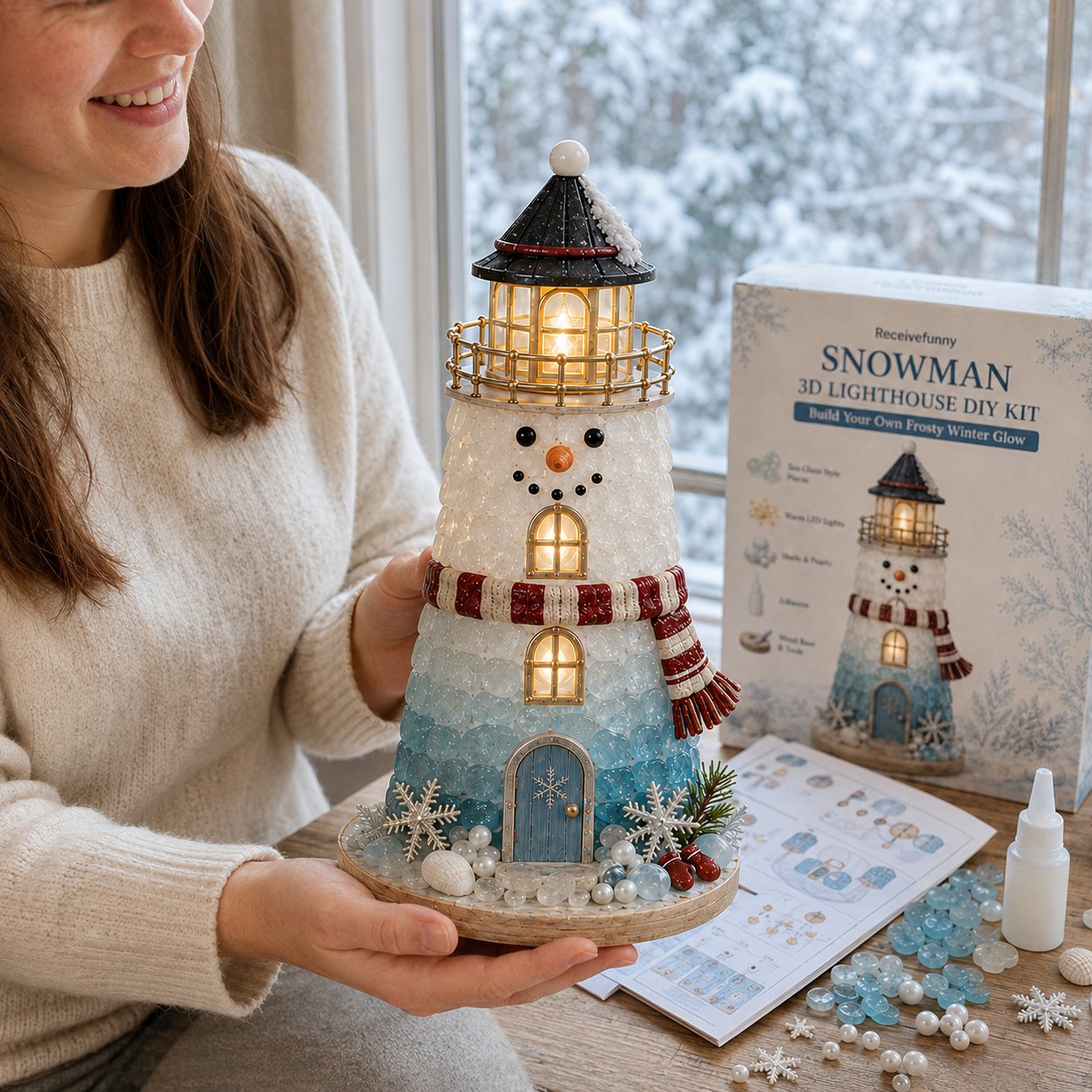 ✨Light‑Up Christmas Character Lighthouse | Complete DIY Craft Kit For Holiday Decor