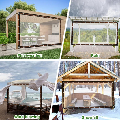☔Clear Waterproof PE Tarp, Transparent Outdoor Cover with Metal Grommets