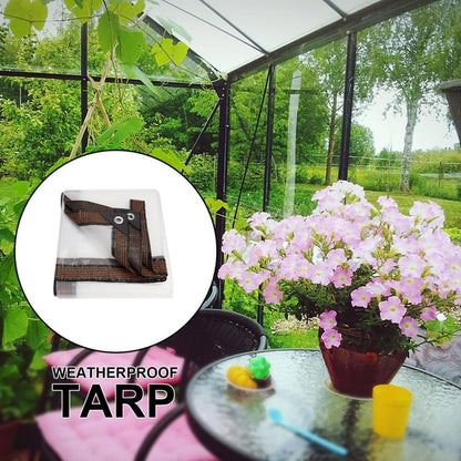 ☔Clear Waterproof PE Tarp, Transparent Outdoor Cover with Metal Grommets