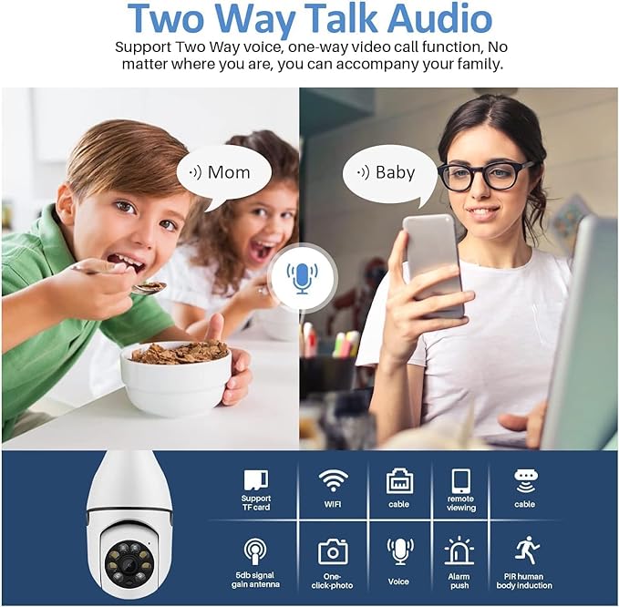 🔦🏠 WiFi Bulb Security Camera | Weatherproof 360° Rotating Surveillance Cam With Smart Motion Alert & Color Night Vision