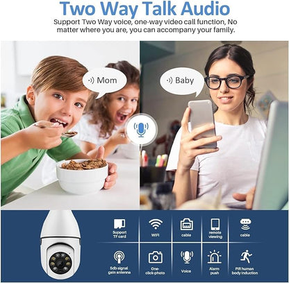 🔦🏠 WiFi Bulb Security Camera | Weatherproof 360° Rotating Surveillance Cam With Smart Motion Alert & Color Night Vision