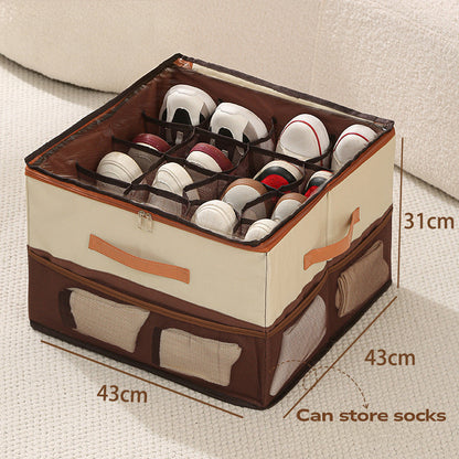 👟Space-Saving Fabric Shoe Storage Box with Clear Lid