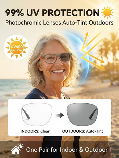 👓✨ Smart zoom photosensitive glasses, one pair covers both near and far vision with no need to switch other glasses. Built-in smart sensor auto-tints outdoors and turns into professional sunglasses in seconds 🕶️.