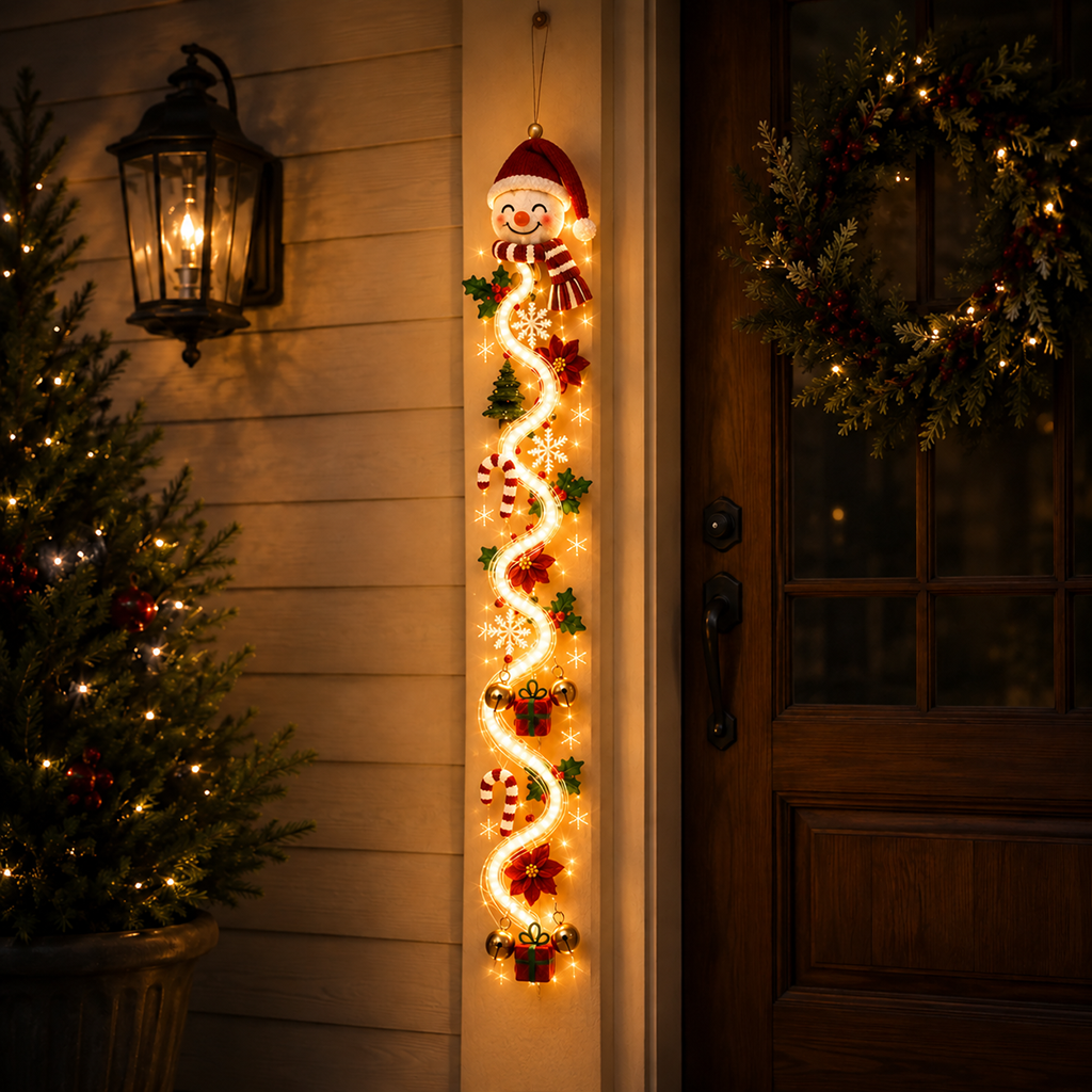 🎅Santa Claus Christmas Hanging Light | 🍭Spiral Candy Cane LED Doorway Decoration