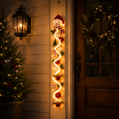 🎅Santa Claus Christmas Hanging Light | 🍭Spiral Candy Cane LED Doorway Decoration