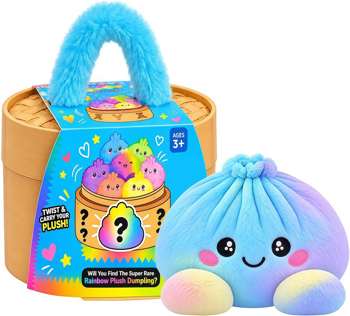 🤗💙 Squishy Dumpling Plush with Steamer Basket – Slow-Rise Cute Collectible🥟🎁