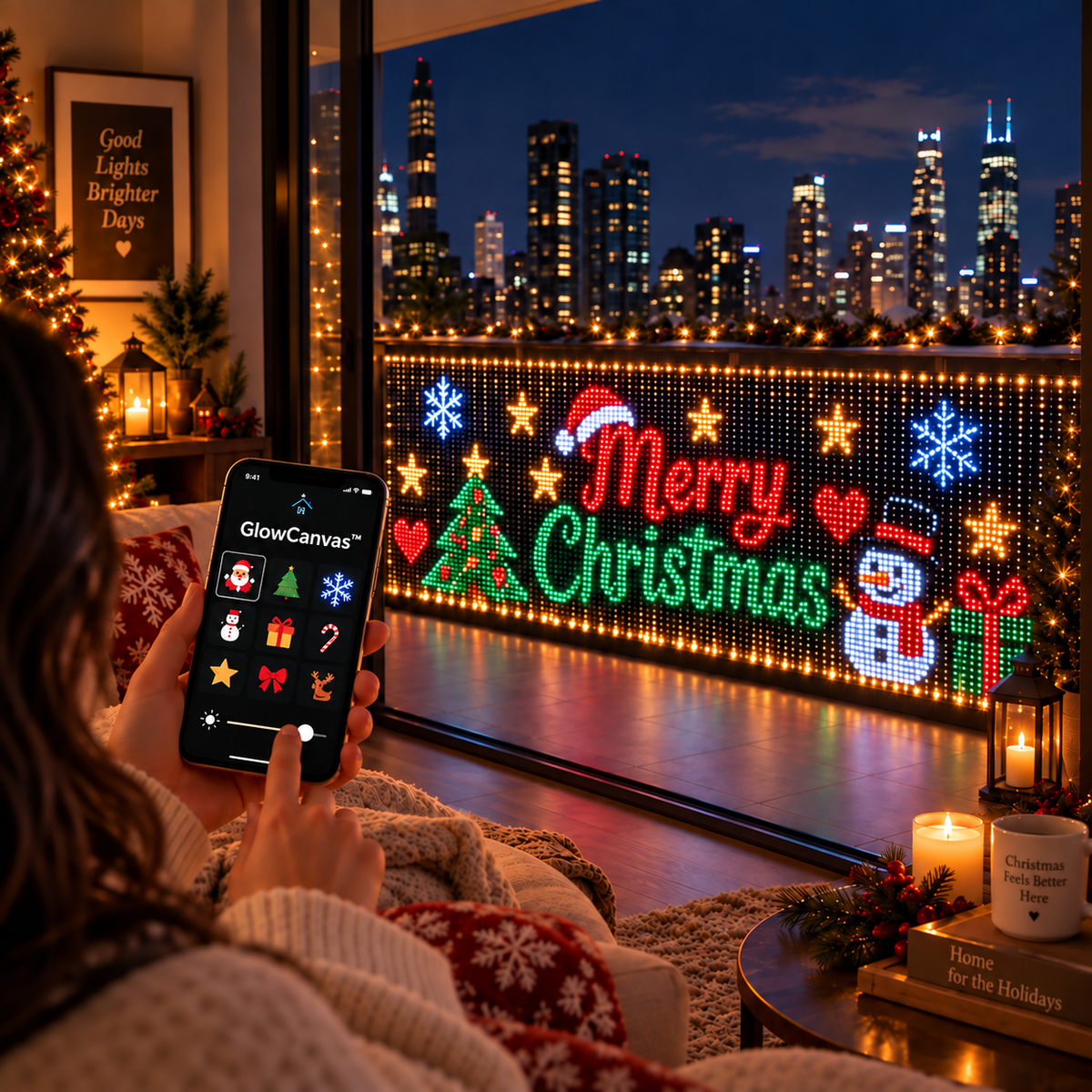 🎅💡GlowCanvas Smart Christmas Curtain Lights – App-Controlled DIY Animated LED Display