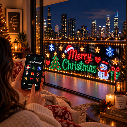 🎅💡GlowCanvas Smart Christmas Curtain Lights – App-Controlled DIY Animated LED Display