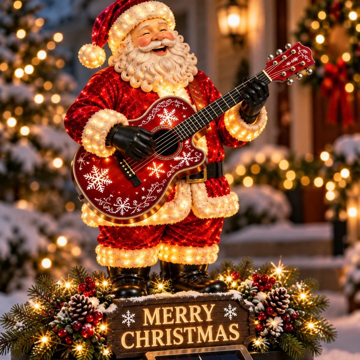 🎅🎸 Solar Guitar Santa Christmas Yard Light