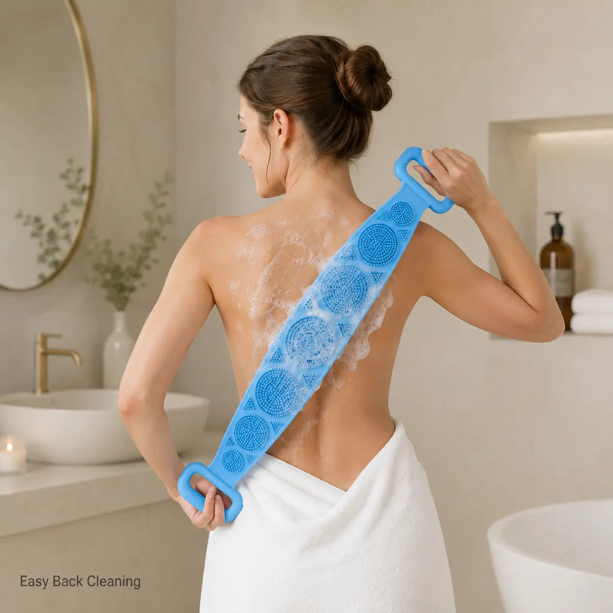 Silicone Bath Brush, Double-Sided Back Scrubber for Body Cleansing & Exfoliating
