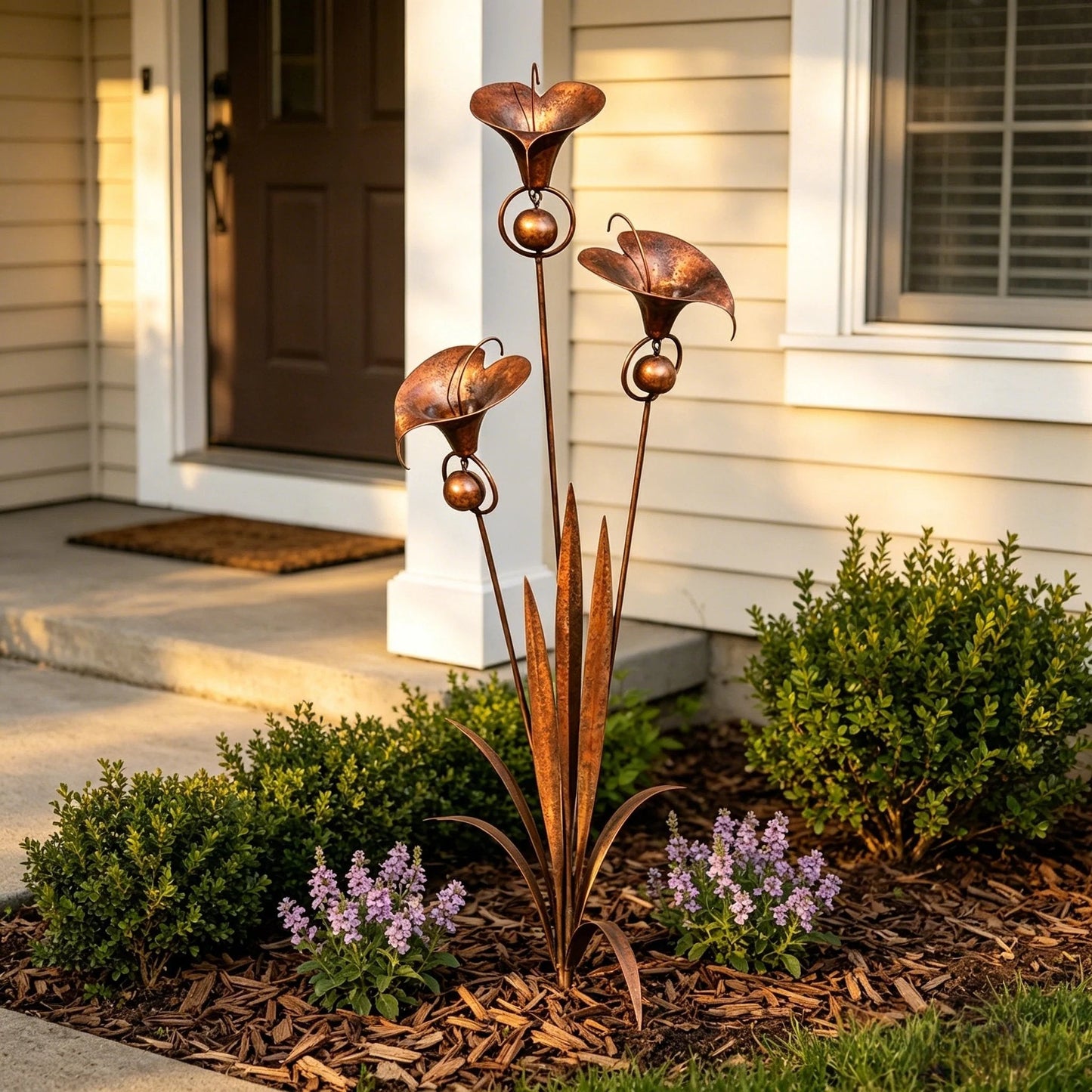 Copper Calla Lily Garden Chime Set – Peaceful Outdoor Decor for Flower Lovers 🌿🔔