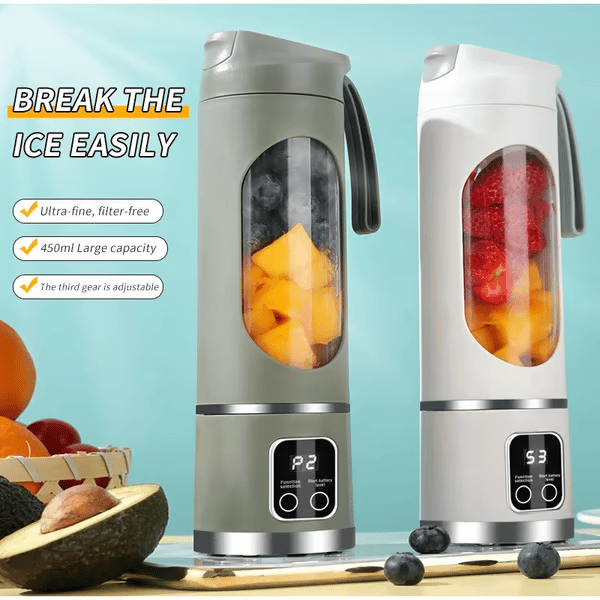 🍹 Portable Smoothie Blender – Smart LED Display & USB Rechargeable Design