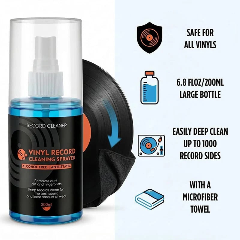 🎵 Anti-Static Vinyl Record Cleaning Spray – Dust, Fingerprint & Groove Care