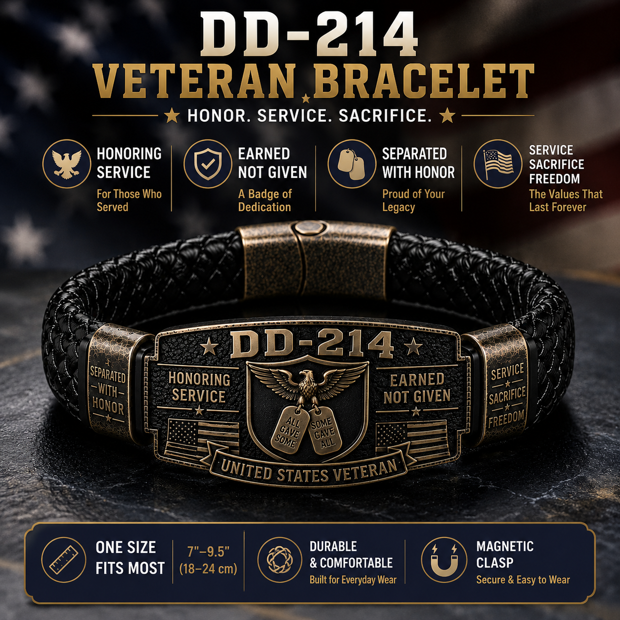 🎖️ Service Earned. Honor Worn🫡DD-214 Veteran Honor Bracelet