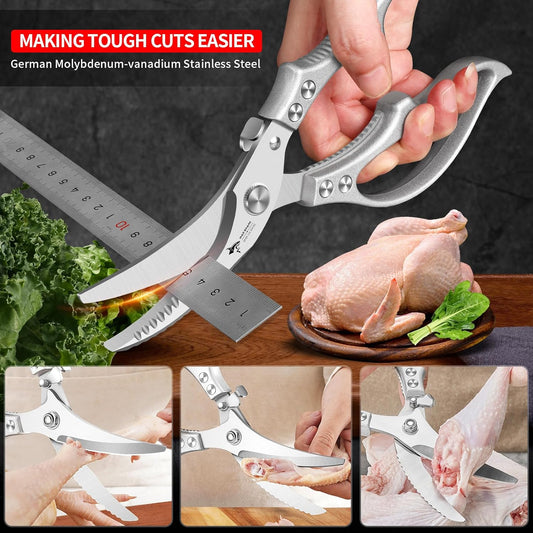 ✂️ Heavy-Duty Multifunction Kitchen Shears -Fish Scaler🐟 Bottle Opener🍾Safety Lock 🔪