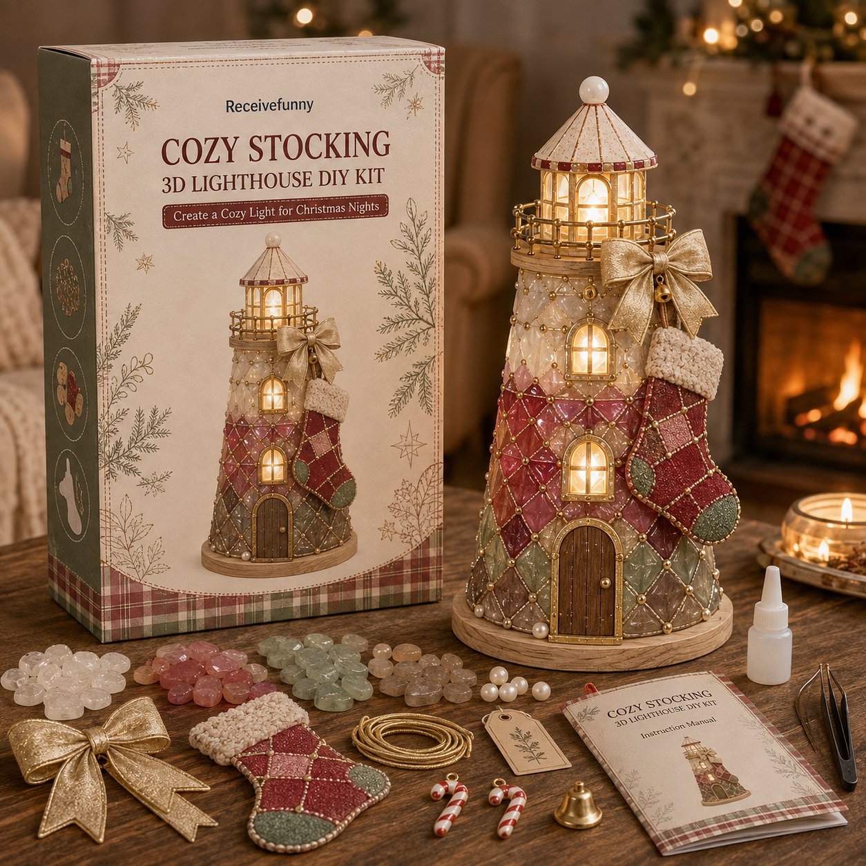 ✨Light‑Up Christmas Character Lighthouse | Complete DIY Craft Kit For Holiday Decor