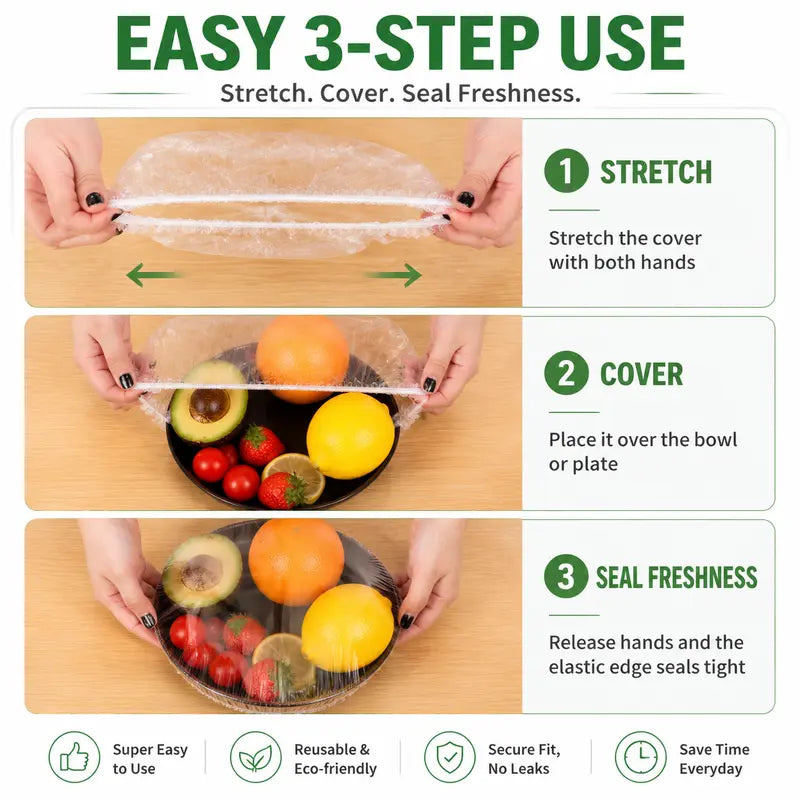 💥Special Offer💥Disposable Elastic Stretch Food Covers 100PCS | Quick Food Storage for Bowls & Plates